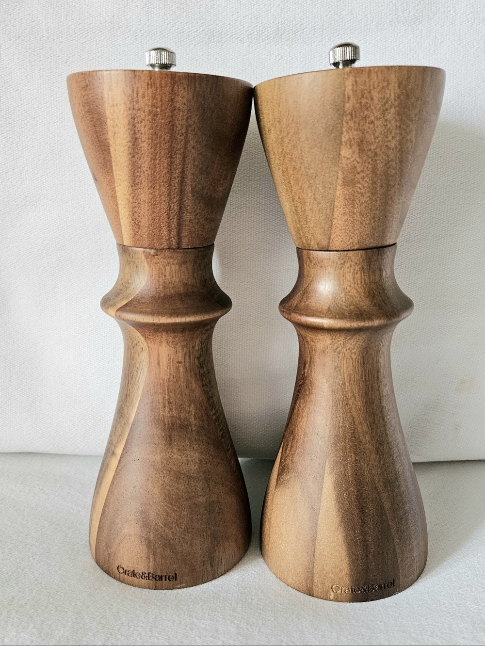 Crate&Barrel Aster Acacia wood Salt and Pepper Mills